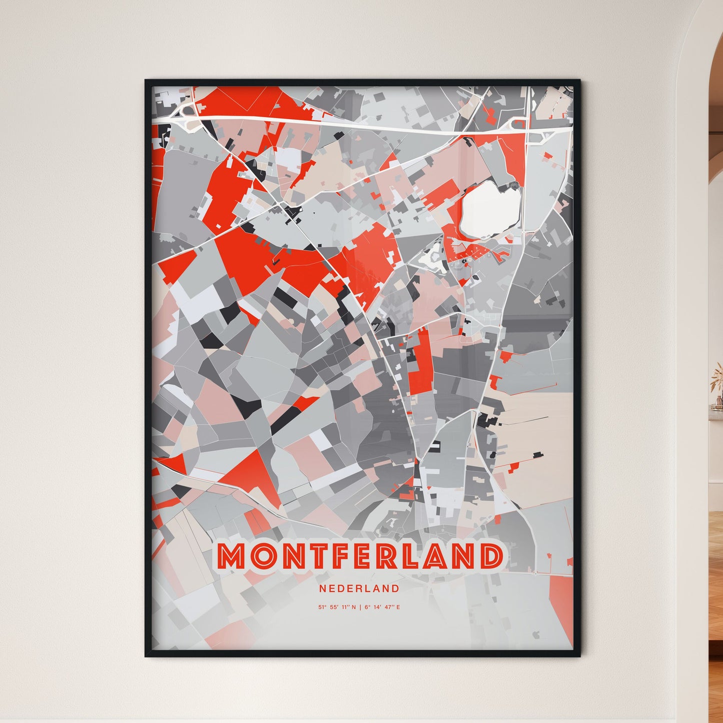 Colorful MONTFERLAND NETHERLANDS Fine Art Map Modern