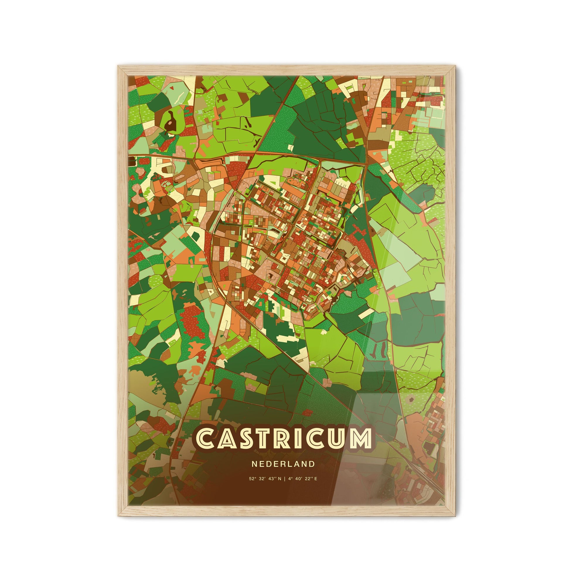 Colorful CASTRICUM NETHERLANDS Fine Art Map Farmhouse