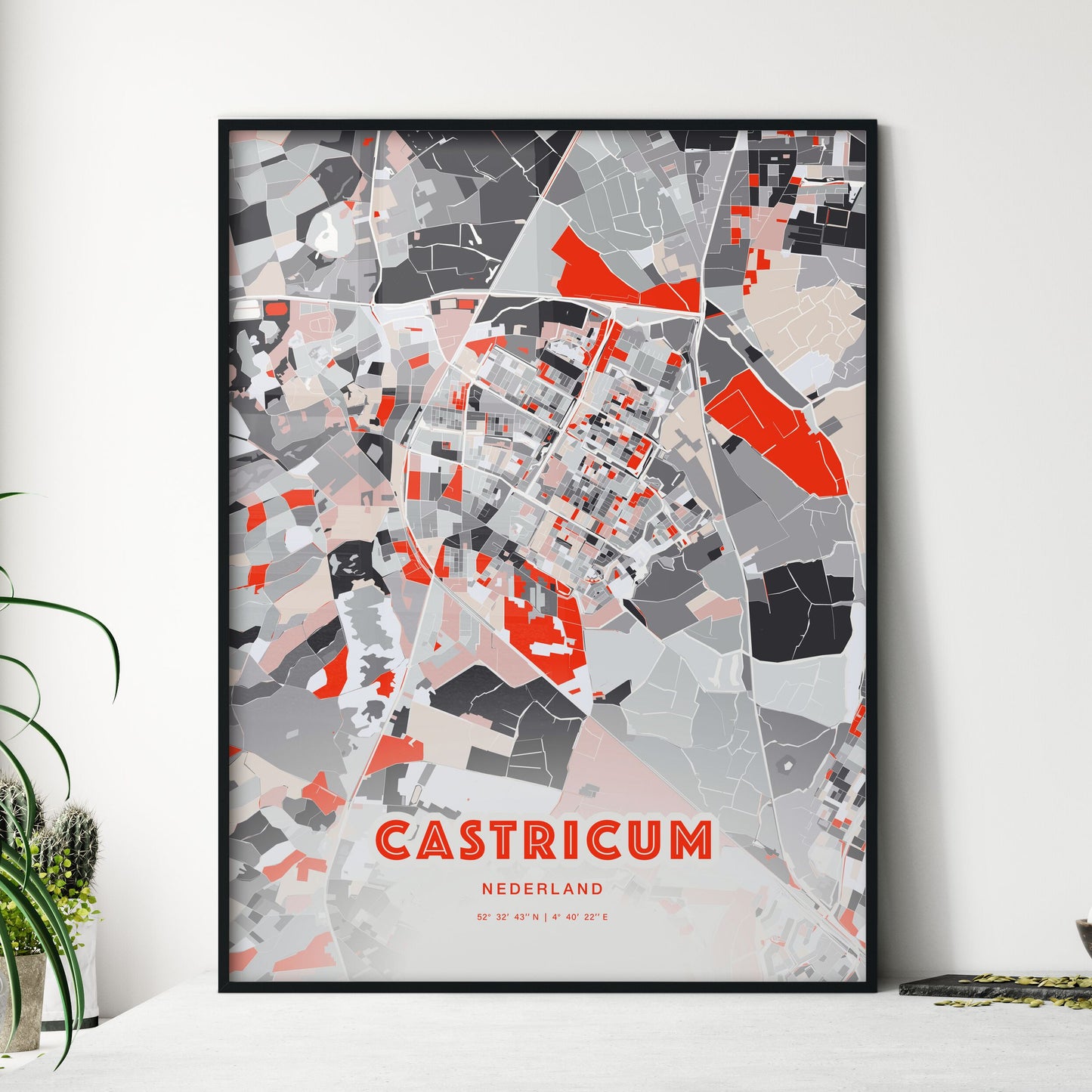 Colorful CASTRICUM NETHERLANDS Fine Art Map Modern