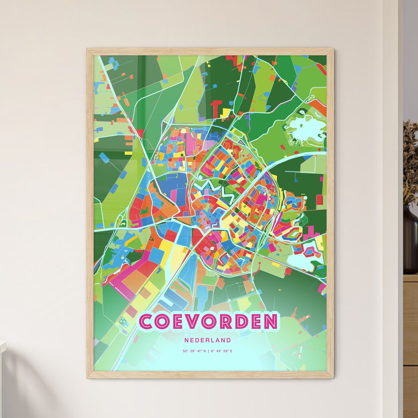 Colorful COEVORDEN NETHERLANDS Fine Art Map Crazy Colors