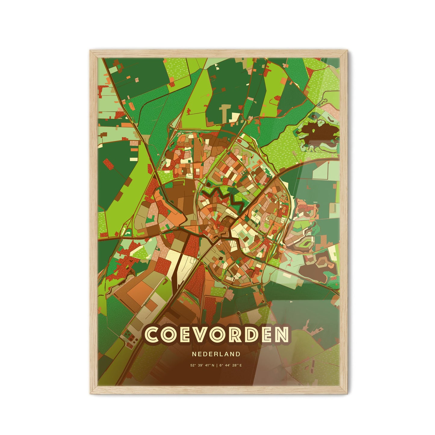 Colorful COEVORDEN NETHERLANDS Fine Art Map Farmhouse