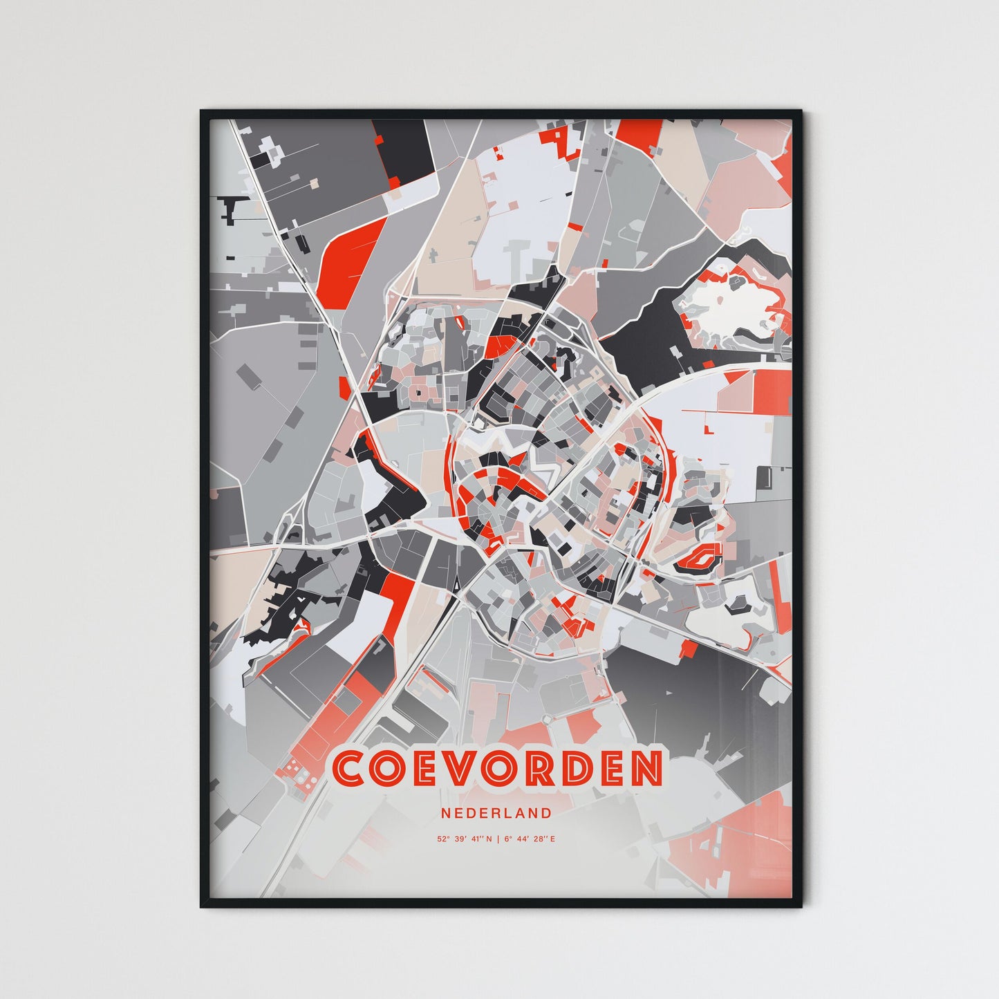 Colorful COEVORDEN NETHERLANDS Fine Art Map Modern