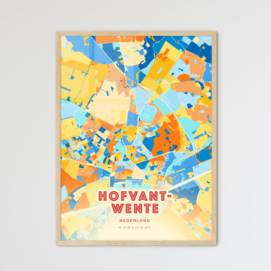 Colorful HOF VAN TWENTE NETHERLANDS Fine Art Map Blue Orange