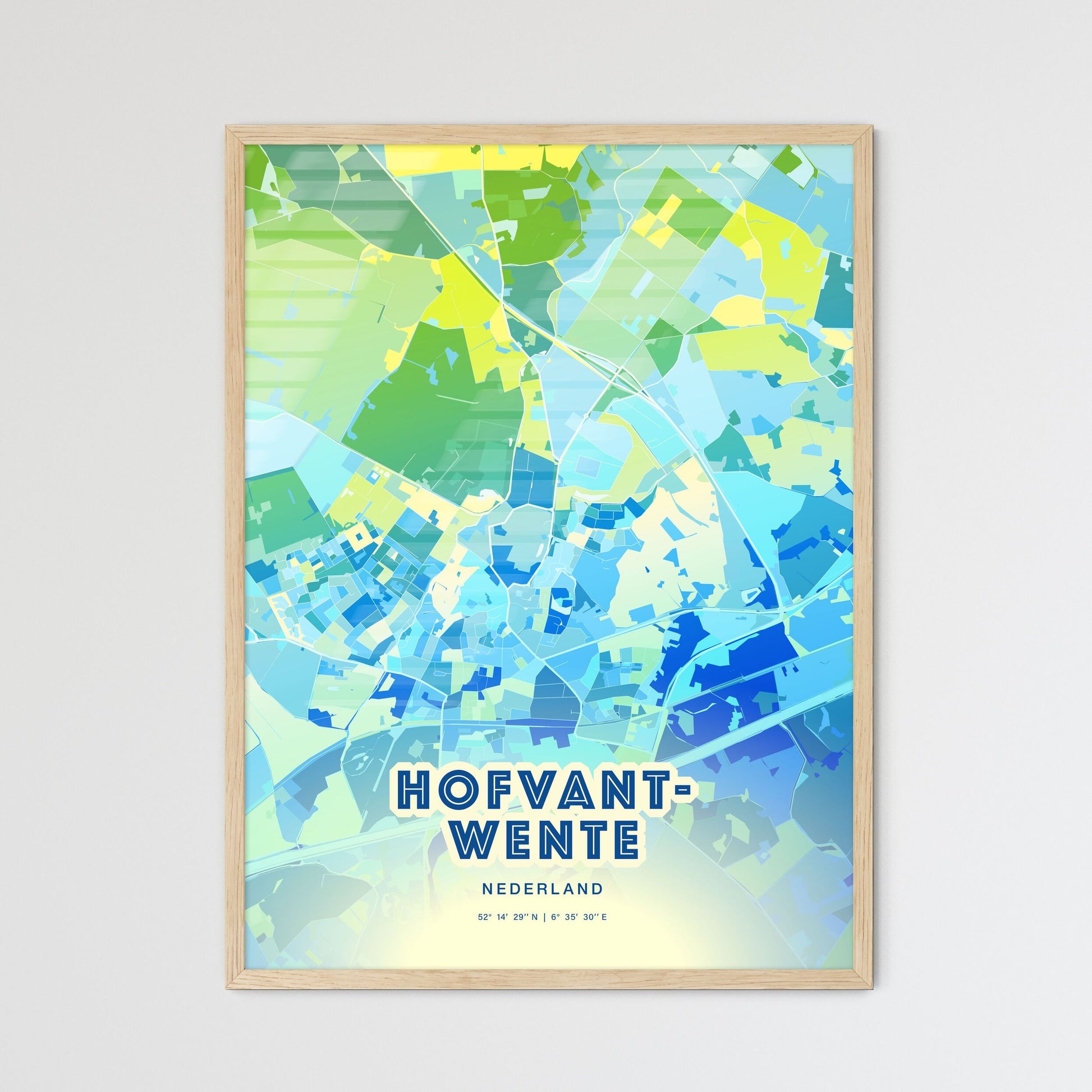 Colorful HOF VAN TWENTE NETHERLANDS Fine Art Map Cool Blue