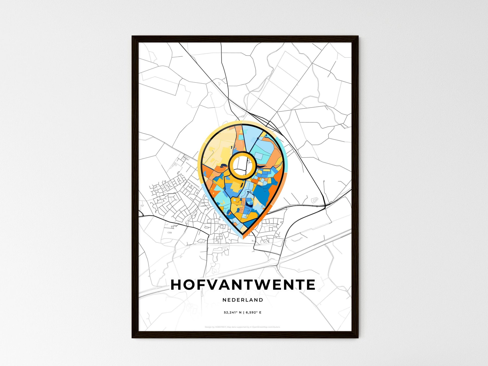 Hof Van Twente Netherlands wedding art map with pointer icon