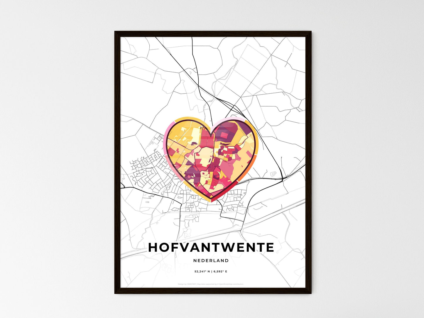 Hof Van Twente Netherlands wedding art map with heart icon