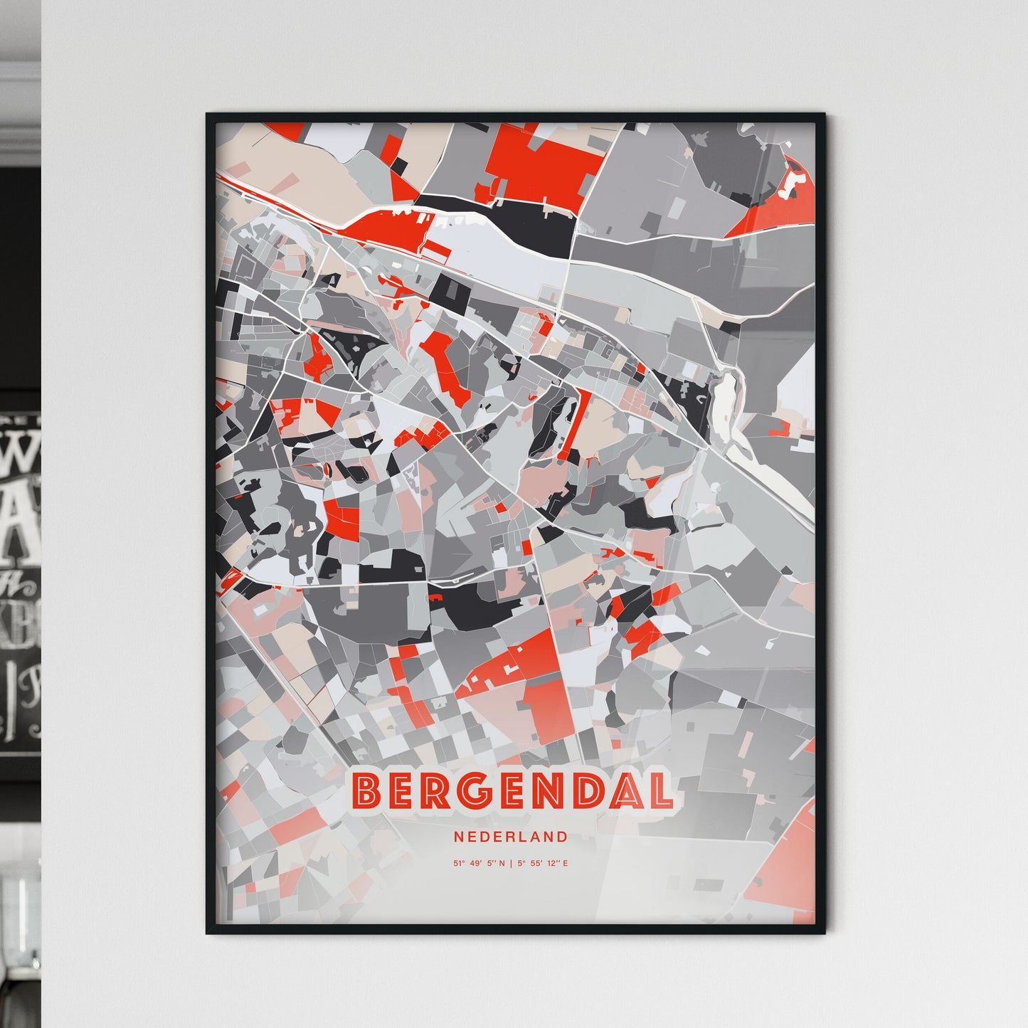 Colorful BERG EN DAL NETHERLANDS Fine Art Map Modern