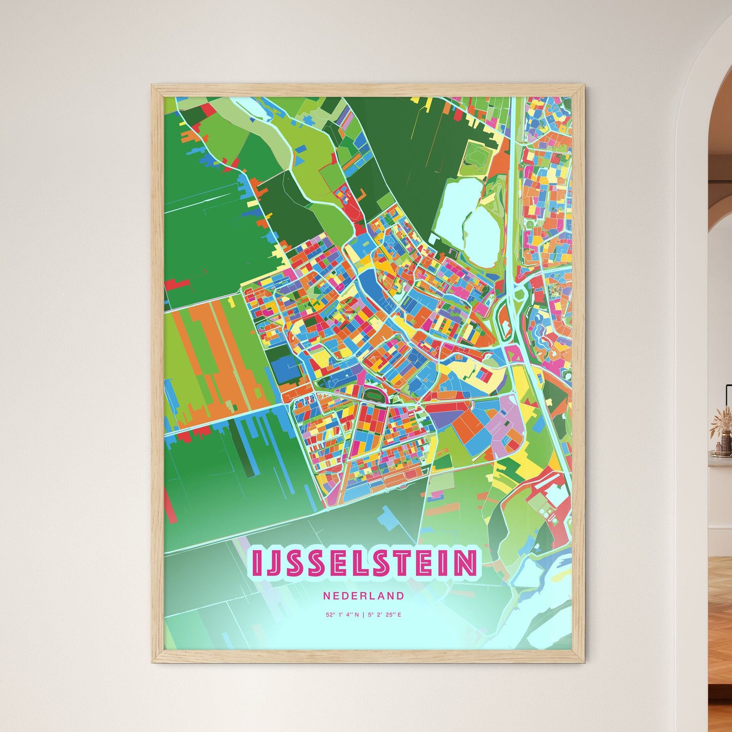 Colorful IJSSELSTEIN NETHERLANDS Fine Art Map Crazy Colors