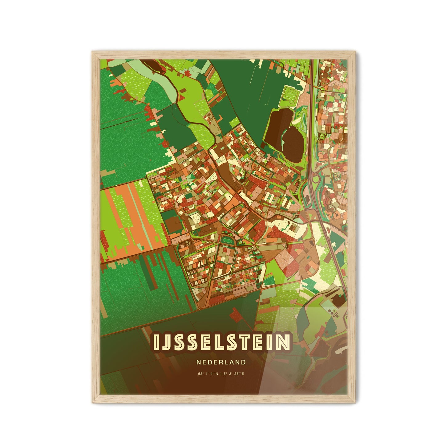 Colorful IJSSELSTEIN NETHERLANDS Fine Art Map Farmhouse