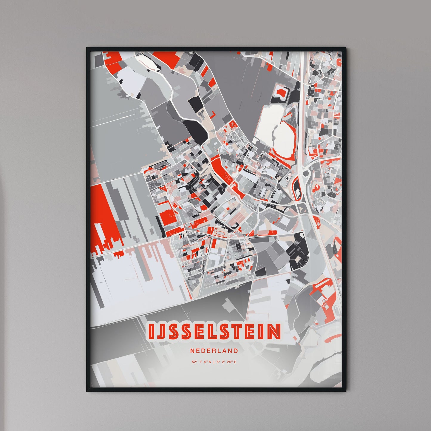 Colorful IJSSELSTEIN NETHERLANDS Fine Art Map Modern