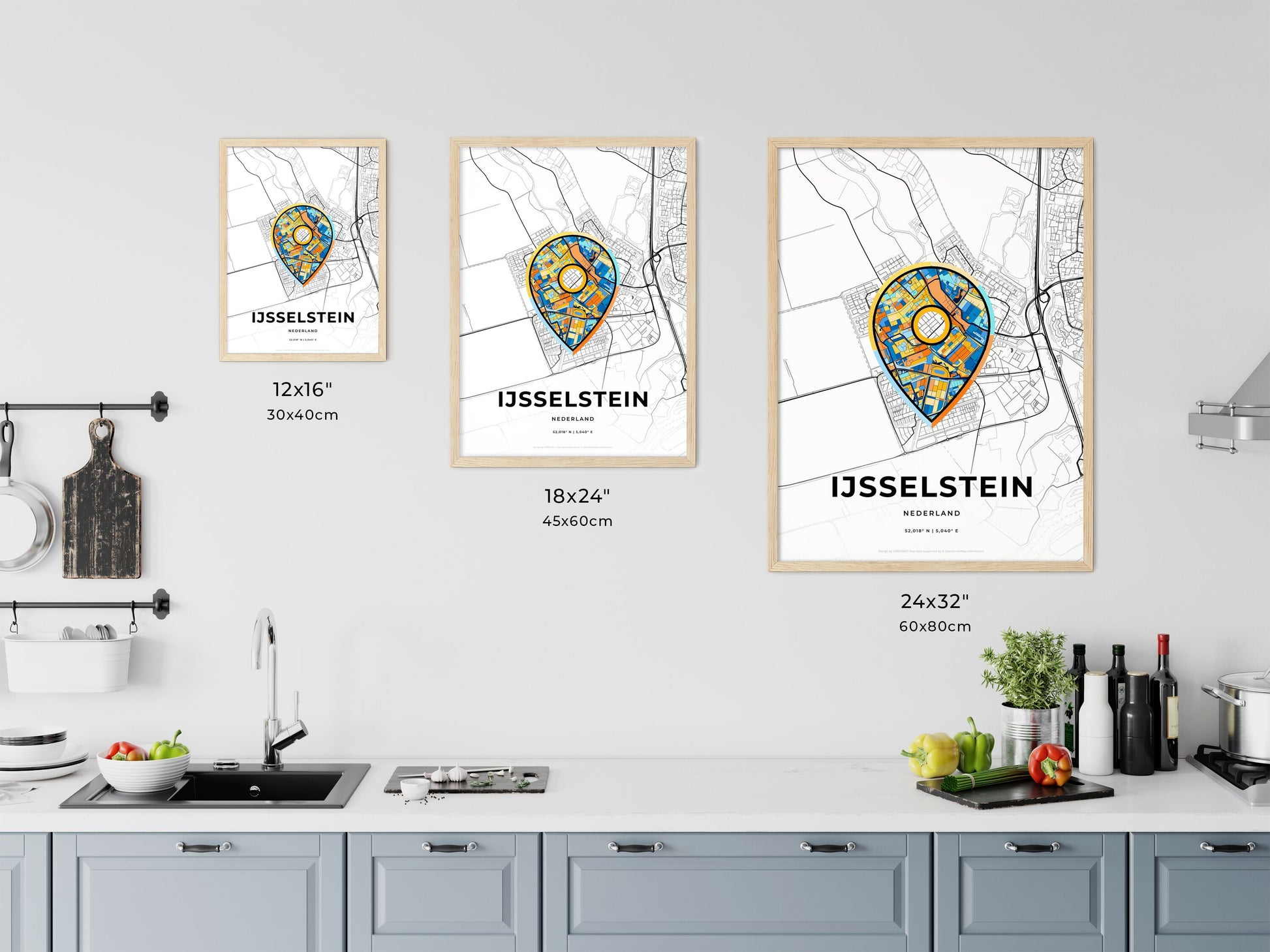 Ijsselstein Netherlands art map size chart