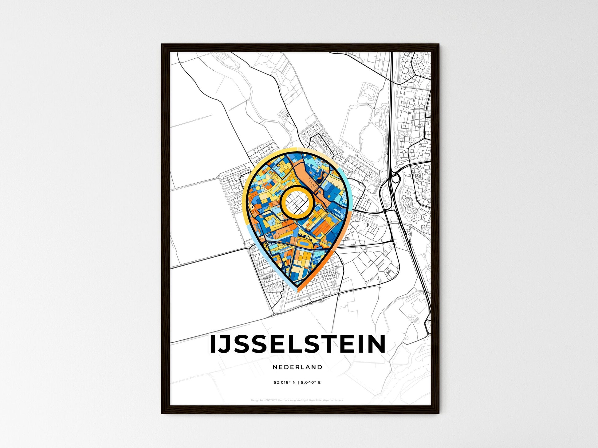 Ijsselstein Netherlands wedding art map with pointer icon