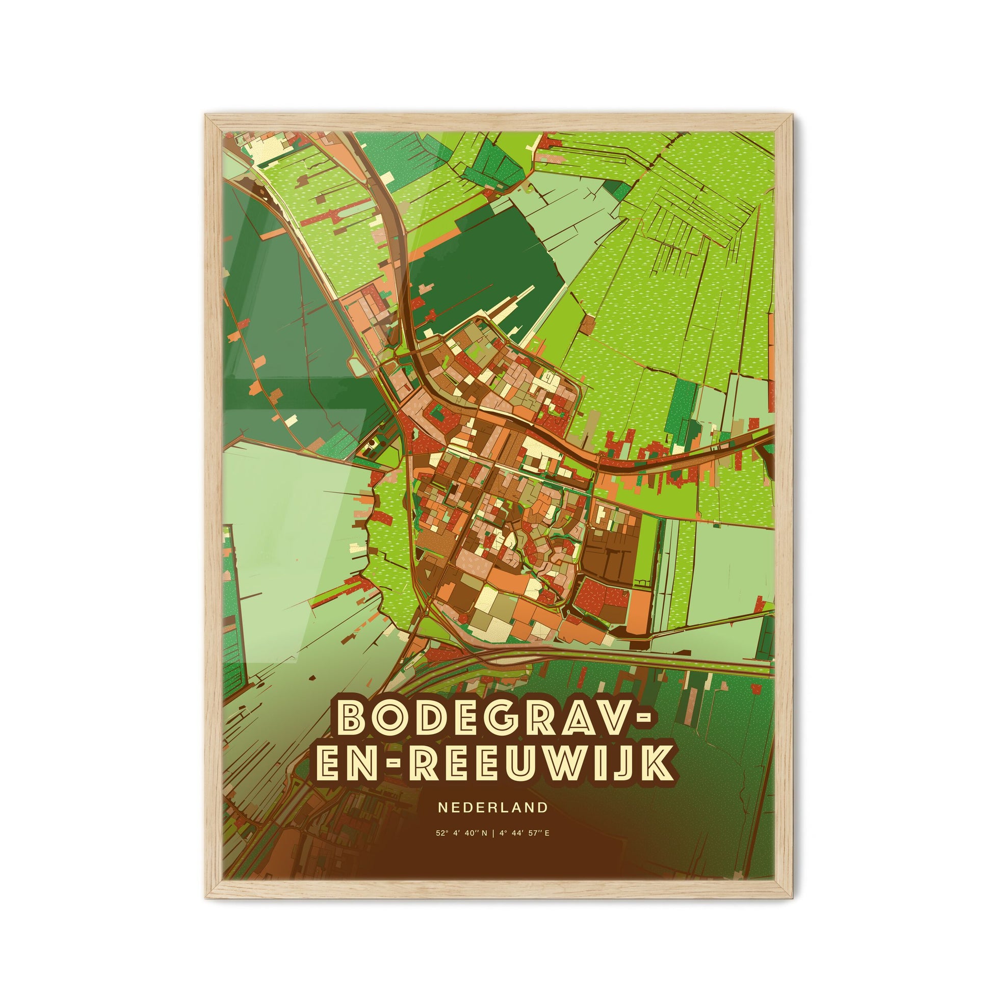 Colorful BODEGRAVEN-REEUWIJK NETHERLANDS Fine Art Map Farmhouse