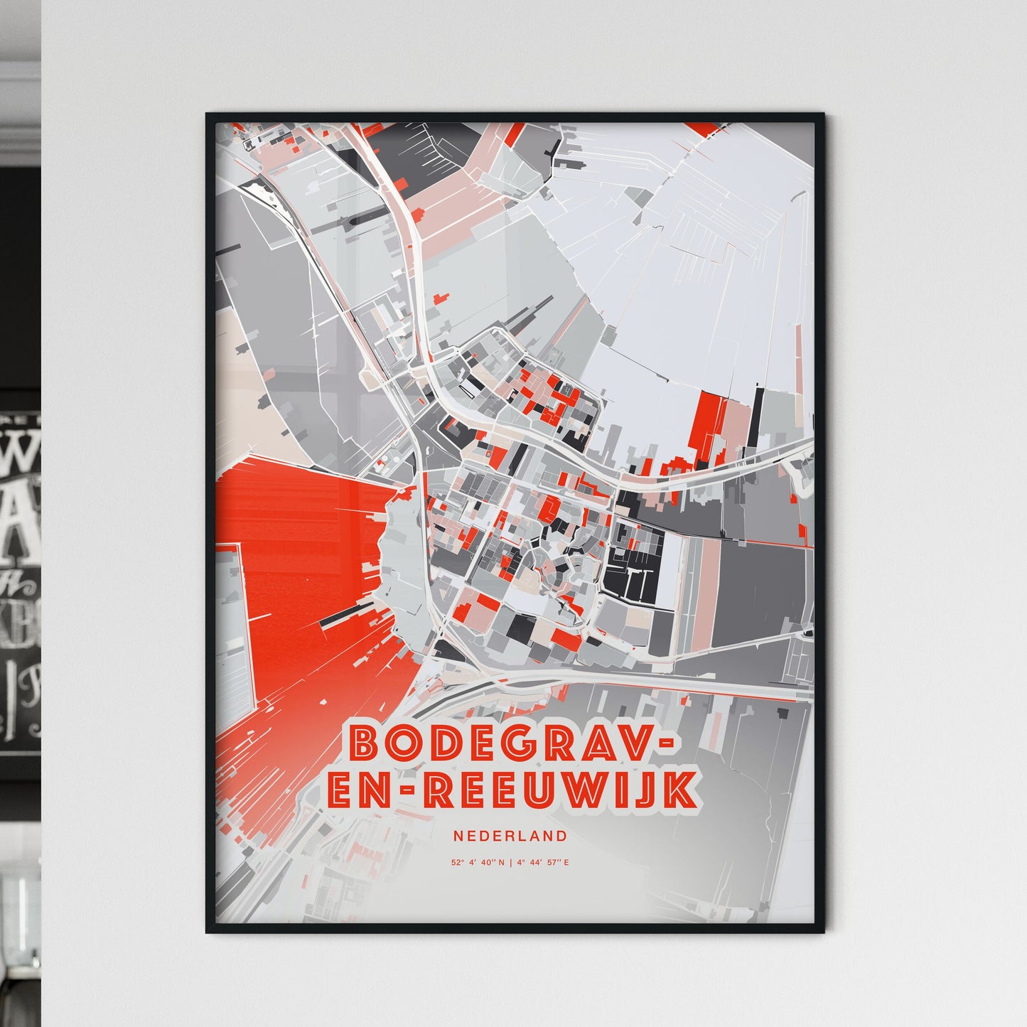 Colorful BODEGRAVEN-REEUWIJK NETHERLANDS Fine Art Map Modern