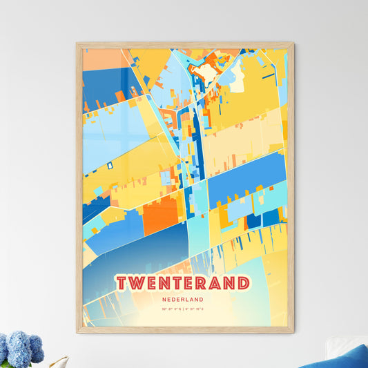 Colorful TWENTERAND NETHERLANDS Fine Art Map Blue Orange