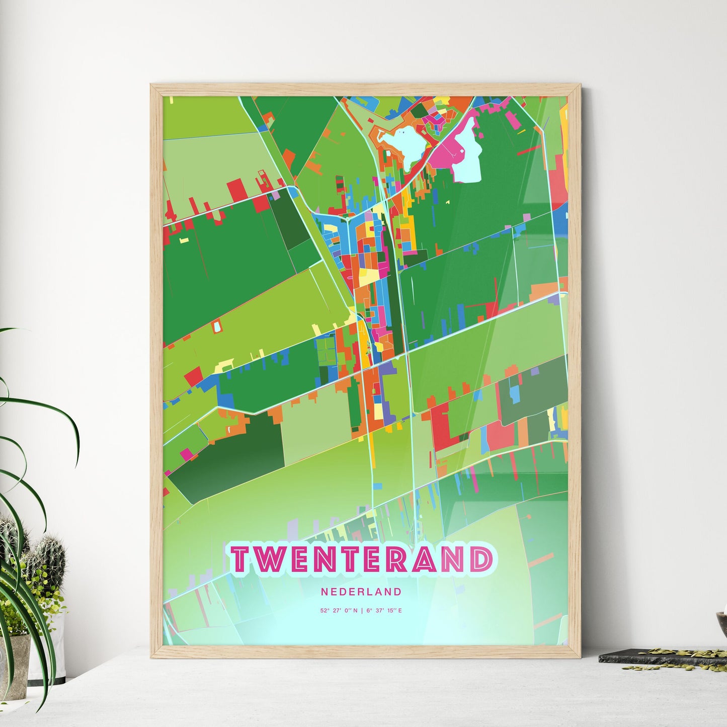 Colorful TWENTERAND NETHERLANDS Fine Art Map Crazy Colors