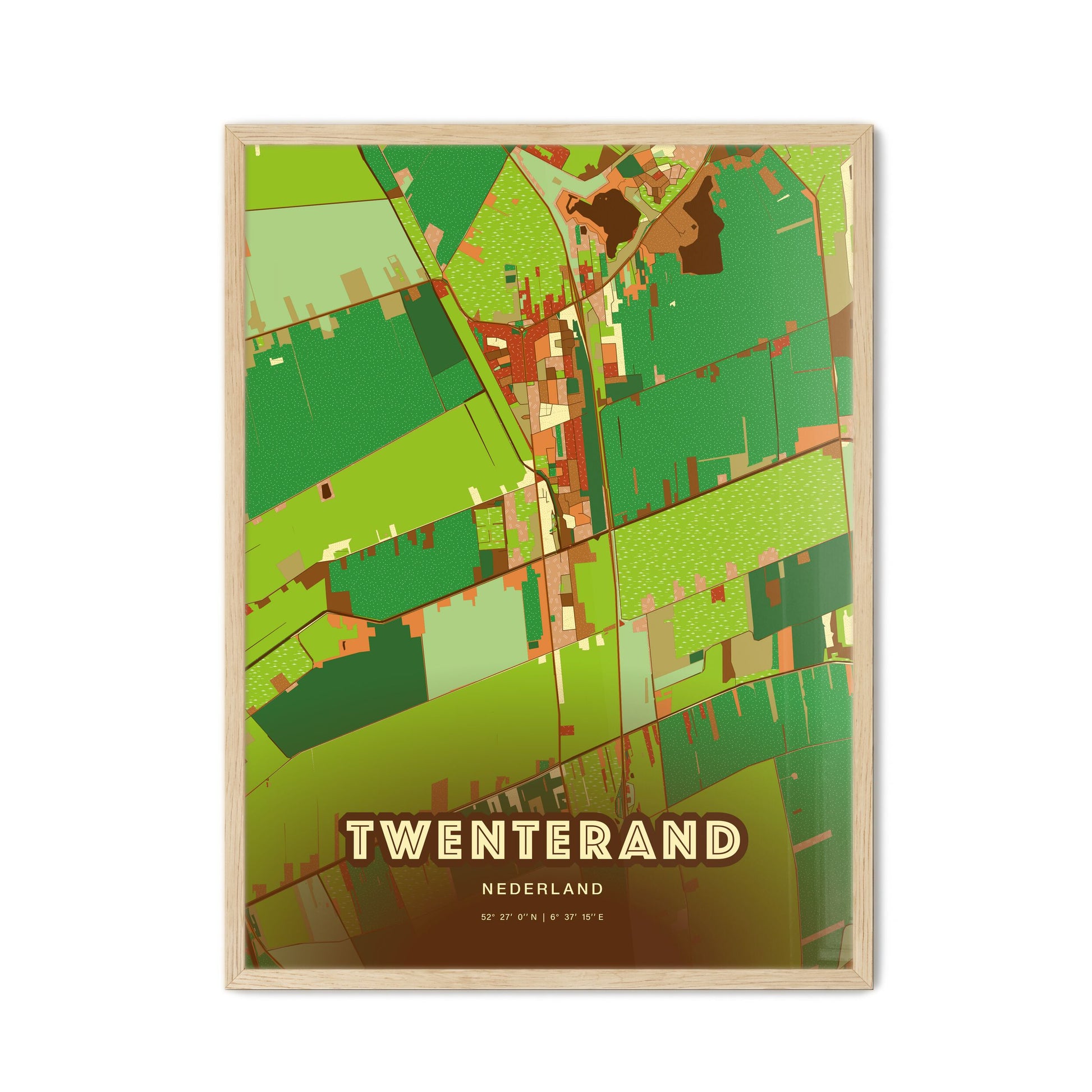 Colorful TWENTERAND NETHERLANDS Fine Art Map Farmhouse