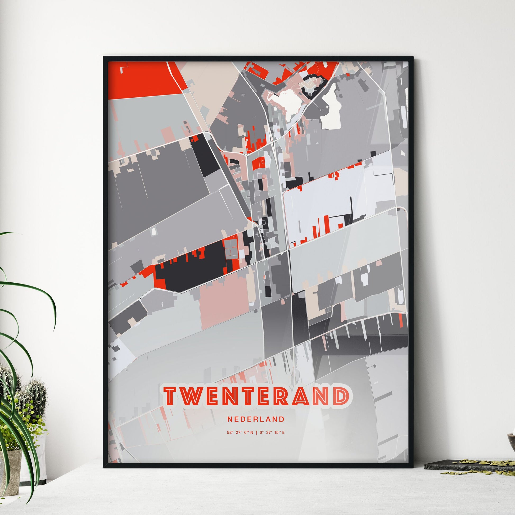 Colorful TWENTERAND NETHERLANDS Fine Art Map Modern