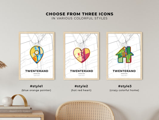 Twenterand Netherlands maps with colorful icons