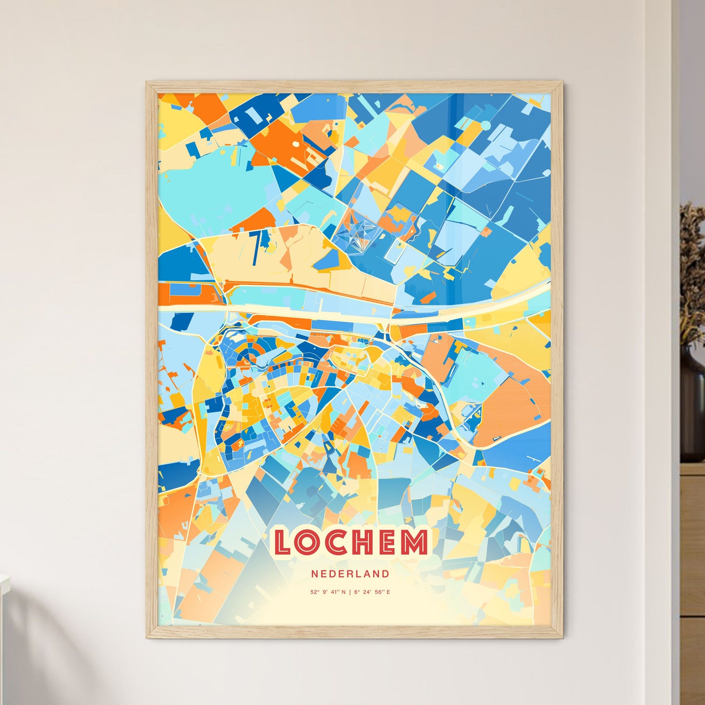 Colorful LOCHEM NETHERLANDS Fine Art Map Blue Orange