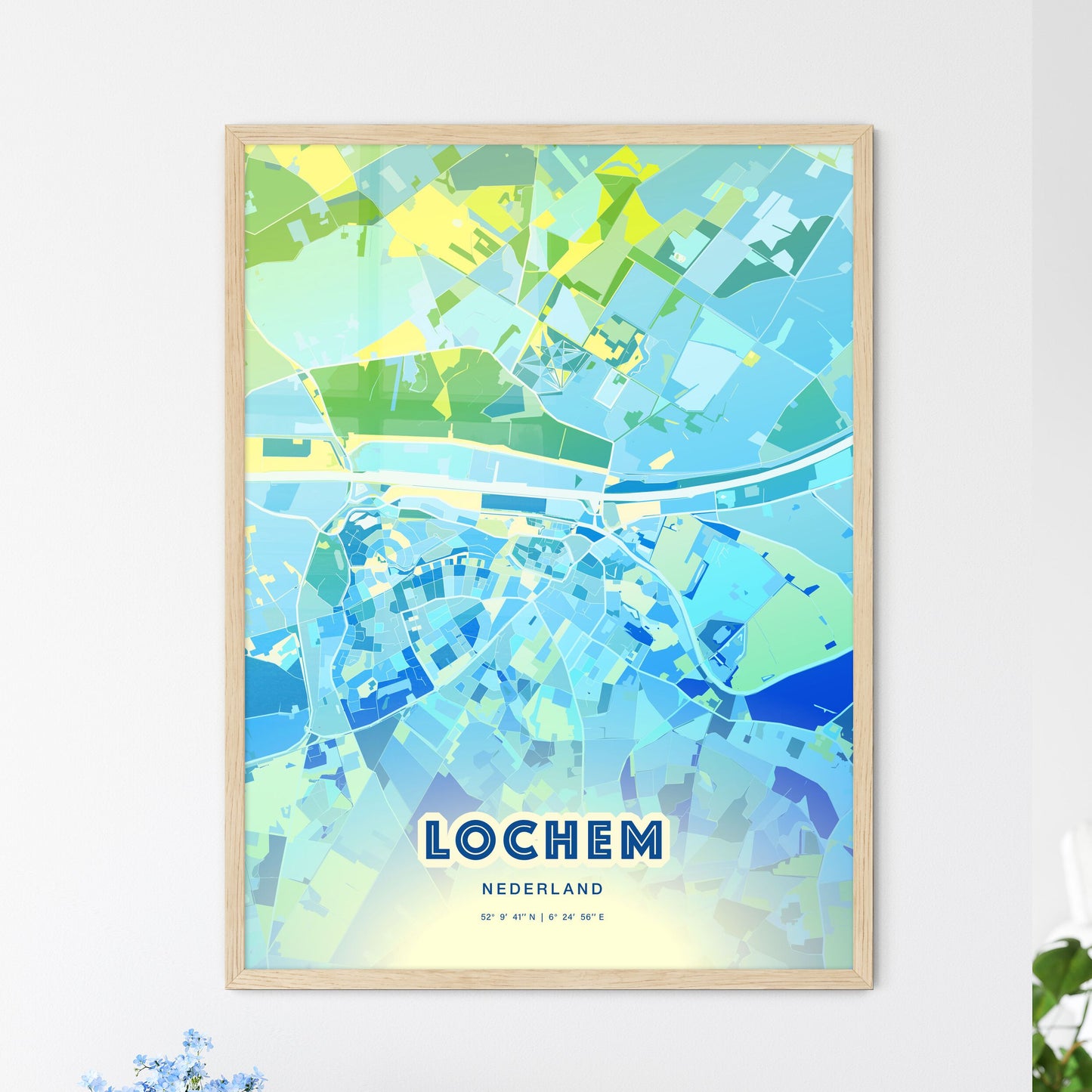 Colorful LOCHEM NETHERLANDS Fine Art Map Cool Blue