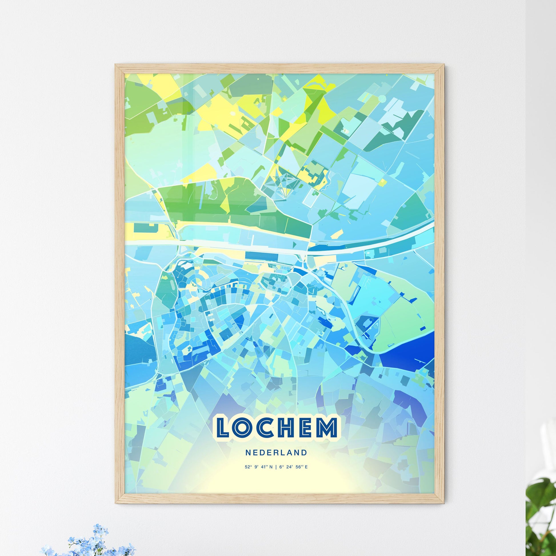 Colorful LOCHEM NETHERLANDS Fine Art Map Cool Blue