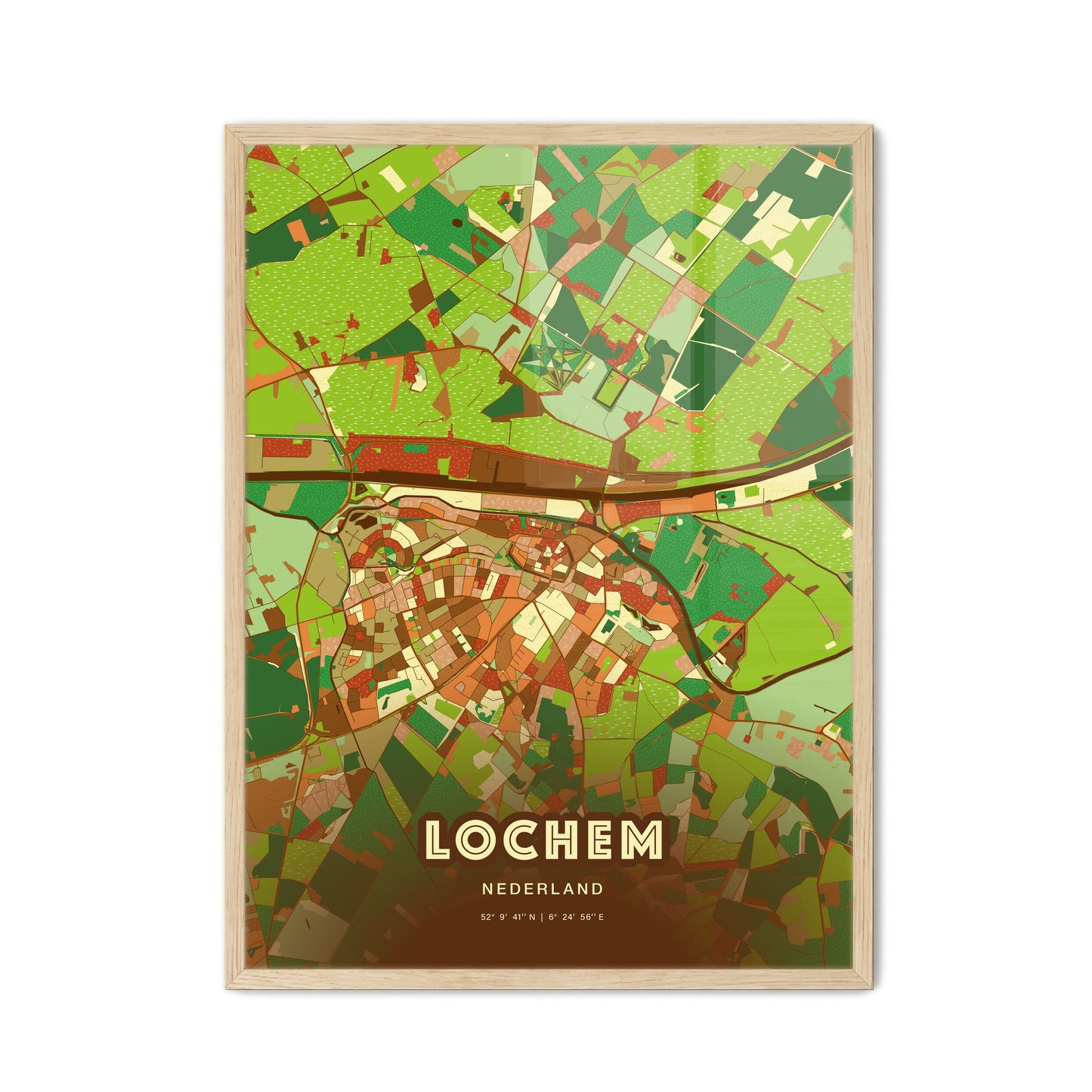 Colorful LOCHEM NETHERLANDS Fine Art Map Farmhouse