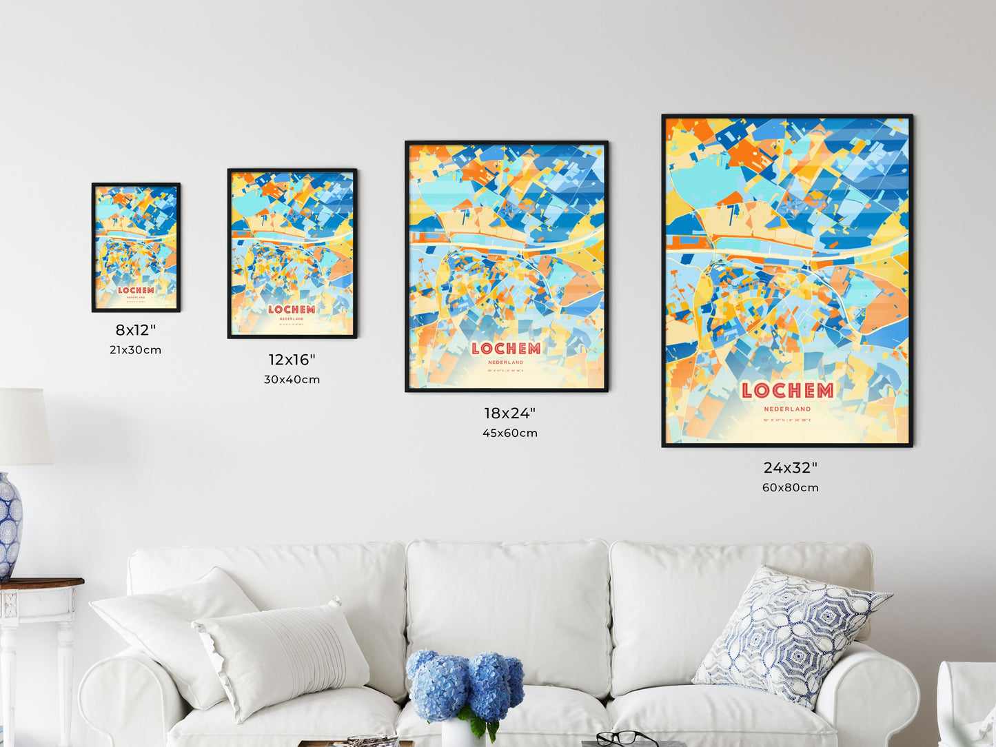 Colorful LOCHEM NETHERLANDS Fine Art Map Blue Orange