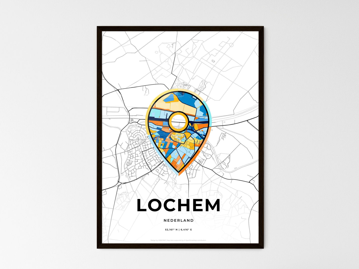Lochem Netherlands wedding art map with pointer icon