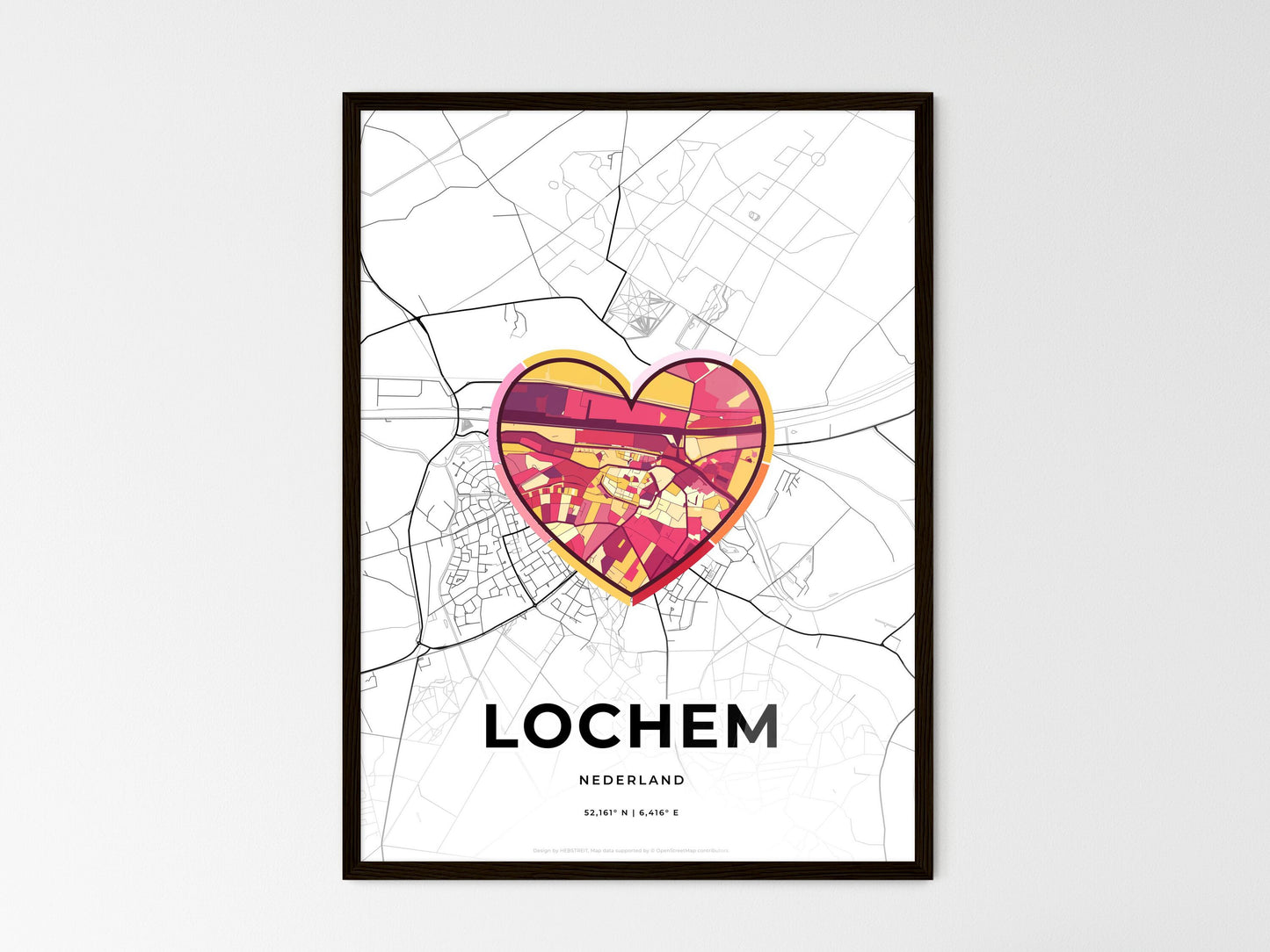 Lochem Netherlands wedding art map with heart icon