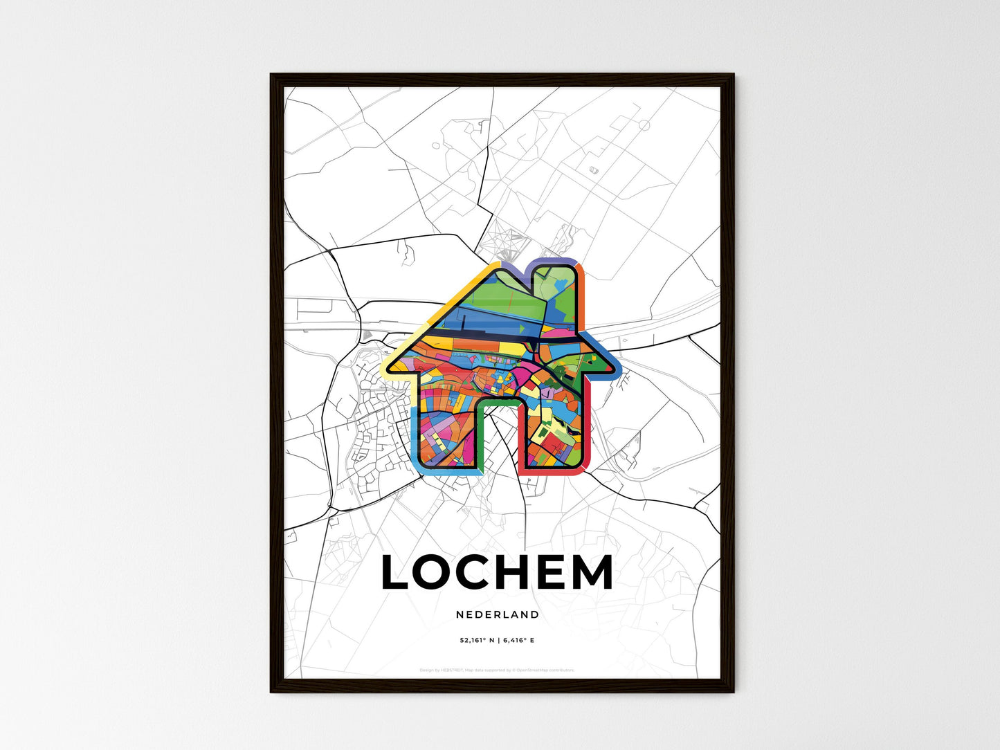 Lochem Netherlands wedding art map with home icon