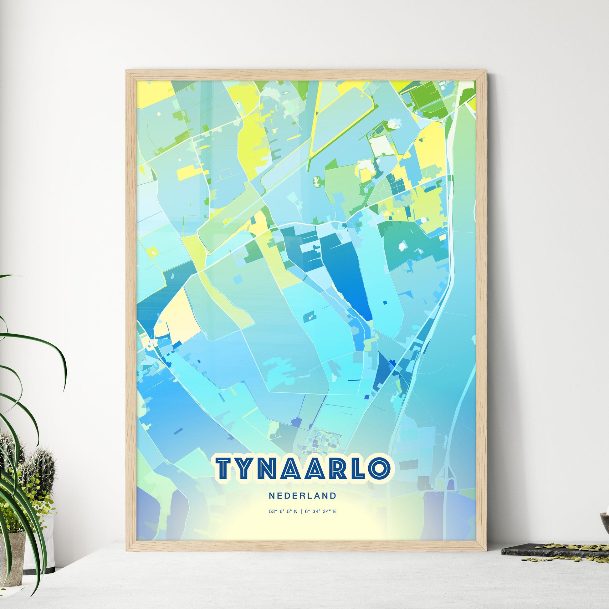 Colorful TYNAARLO NETHERLANDS Fine Art Map Cool Blue