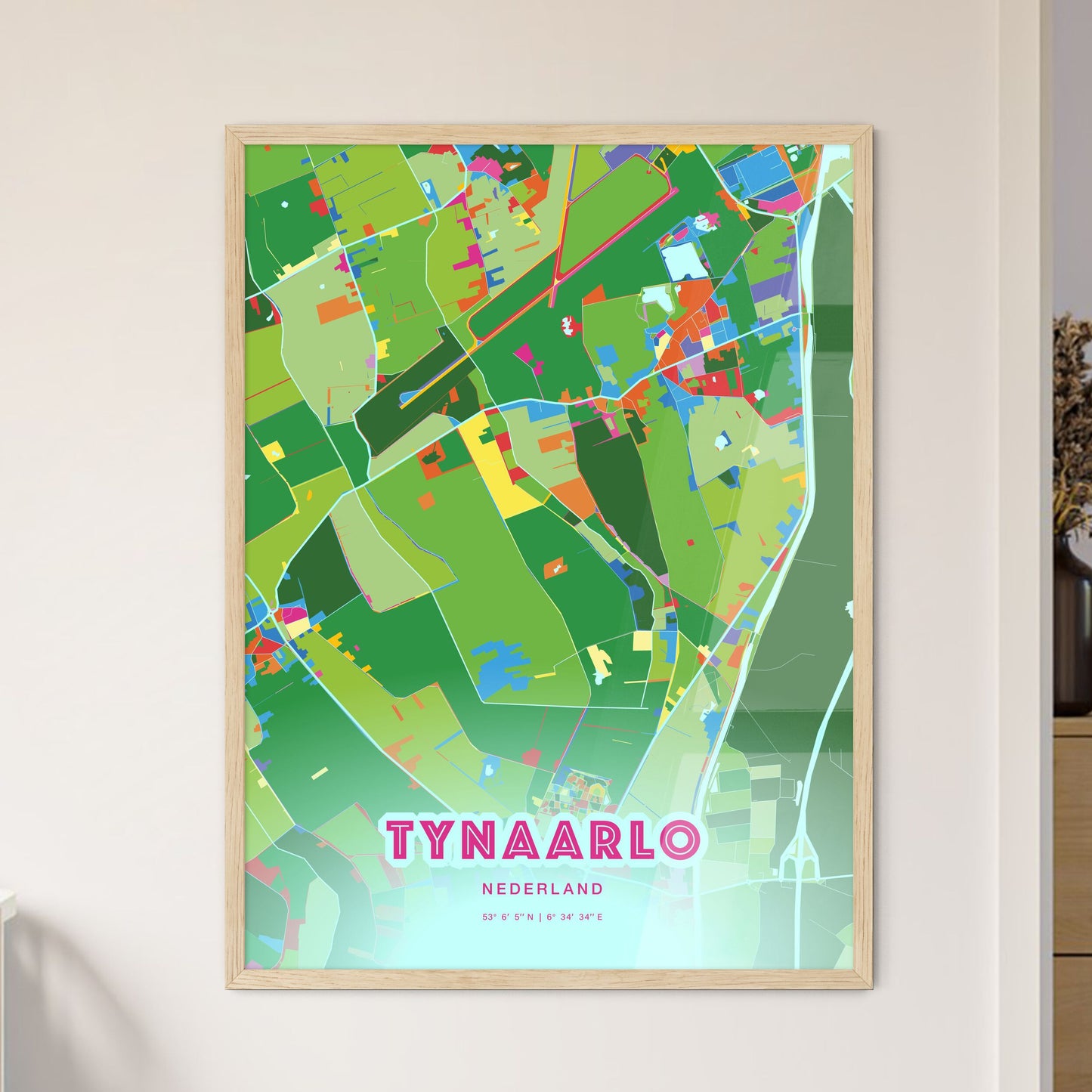 Colorful TYNAARLO NETHERLANDS Fine Art Map Crazy Colors