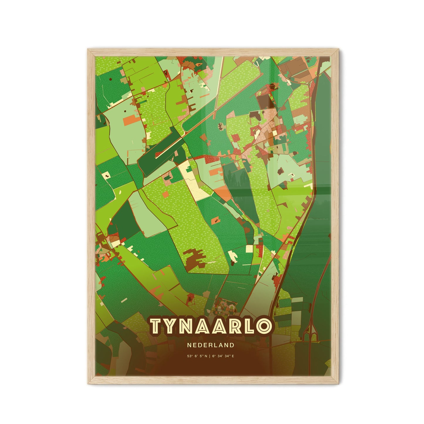 Colorful TYNAARLO NETHERLANDS Fine Art Map Farmhouse