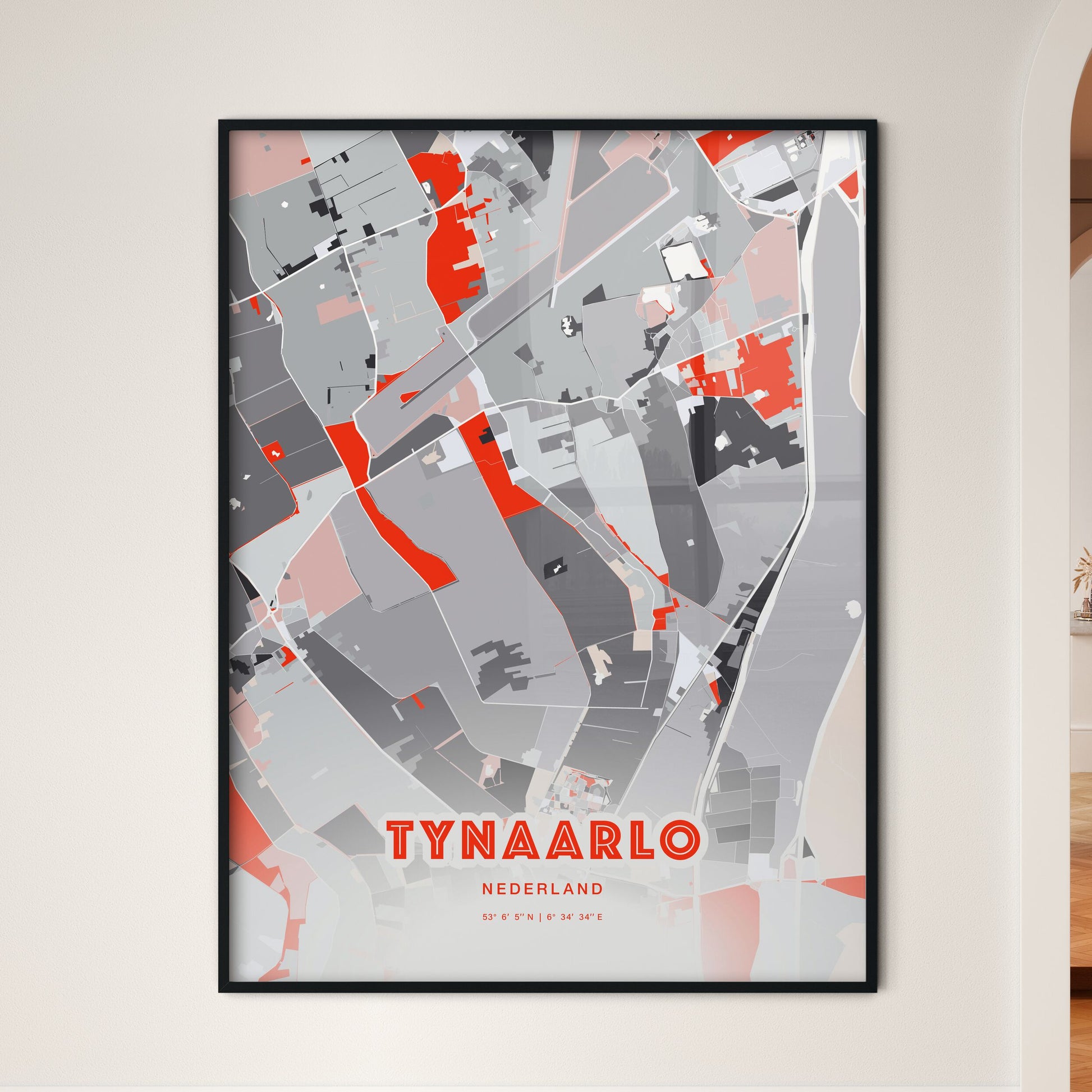 Colorful TYNAARLO NETHERLANDS Fine Art Map Modern