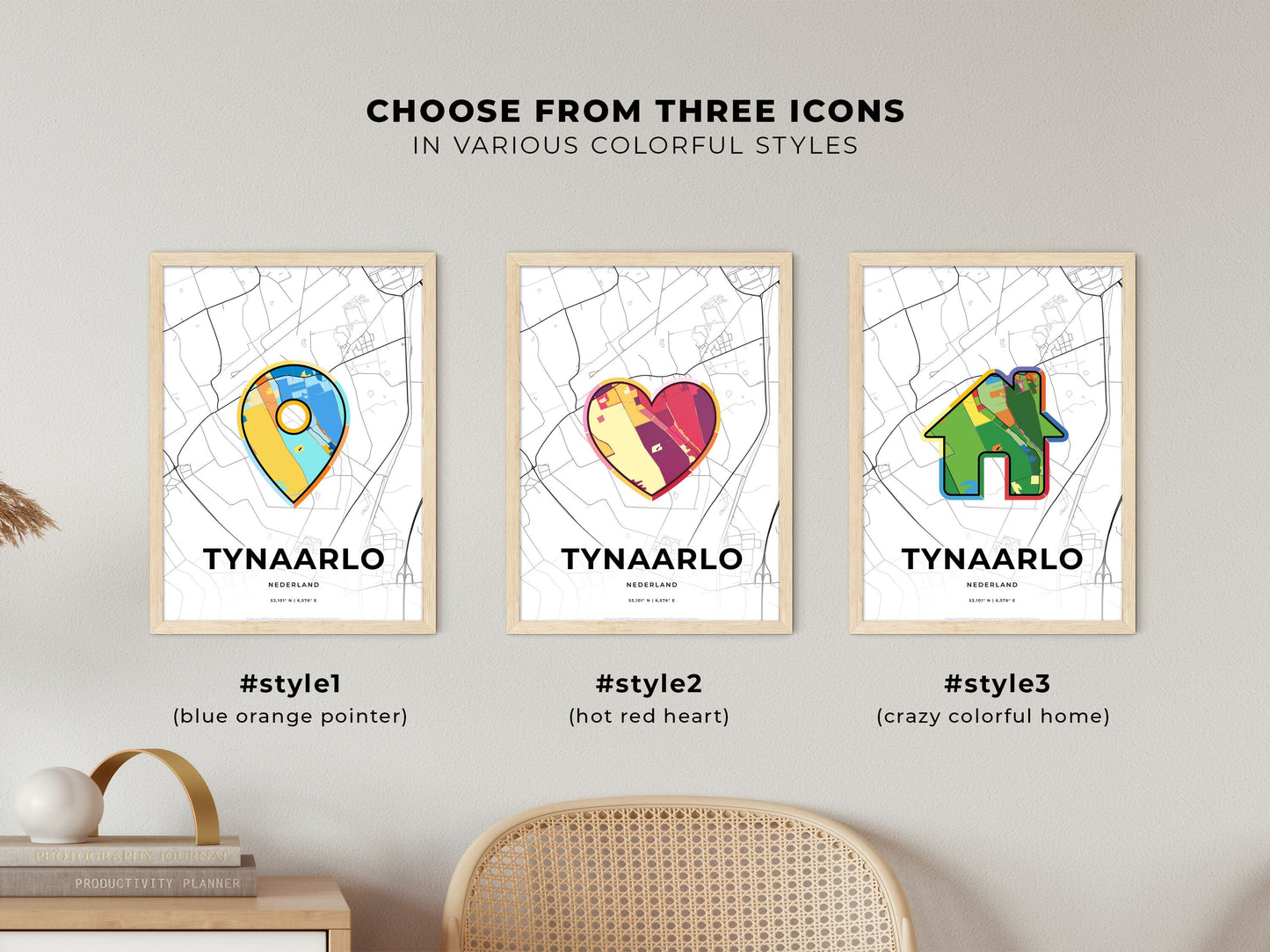 Tynaarlo Netherlands maps with colorful icons