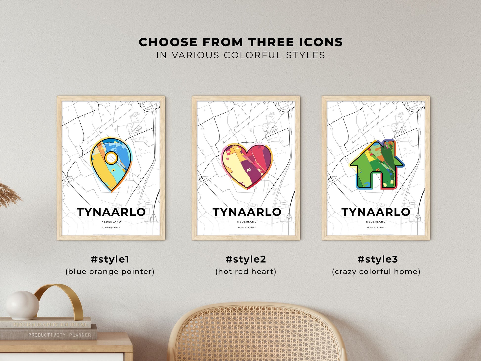 Tynaarlo Netherlands maps with colorful icons