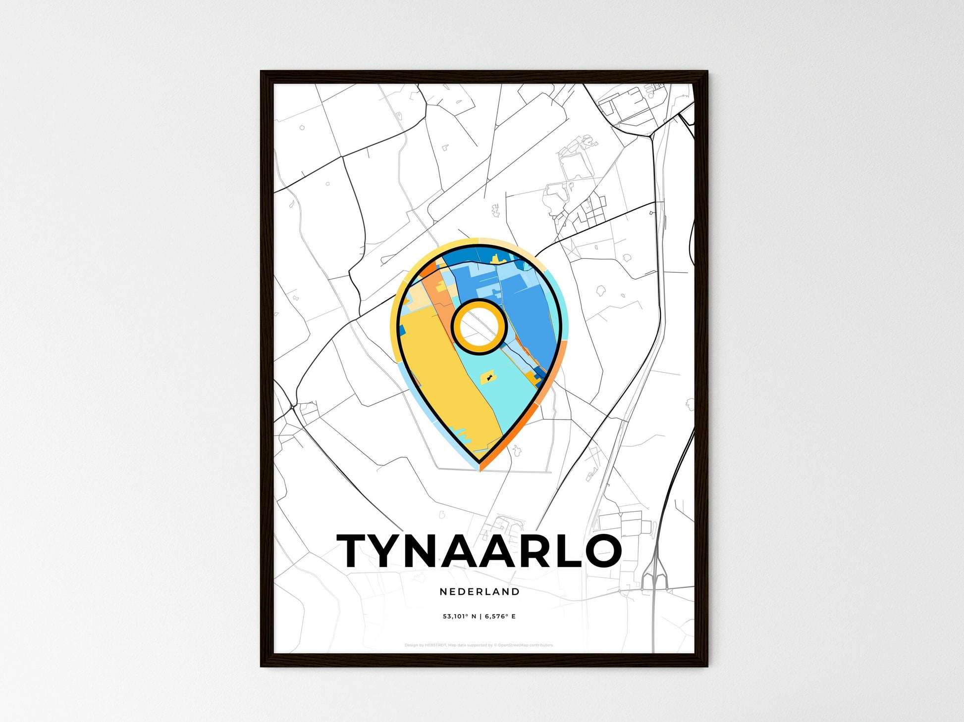 Tynaarlo Netherlands wedding art map with pointer icon