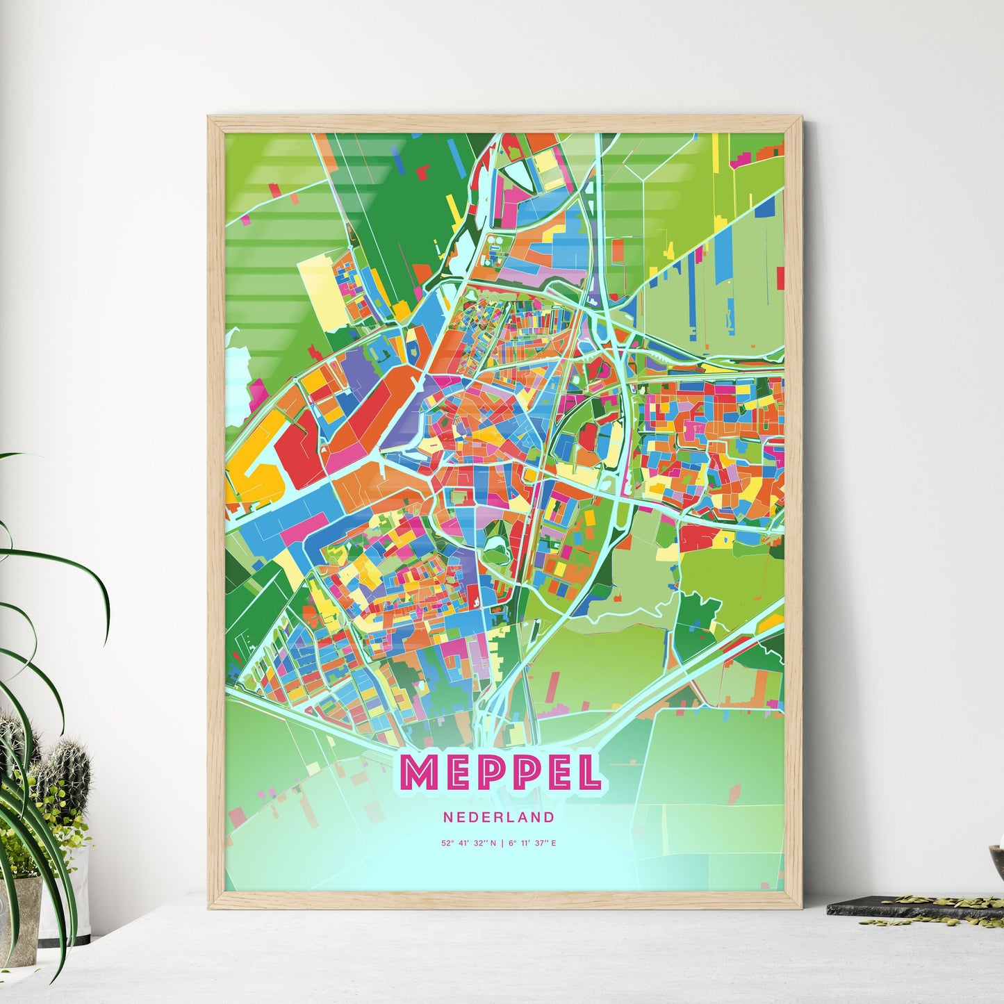 Colorful MEPPEL NETHERLANDS Fine Art Map Crazy Colors