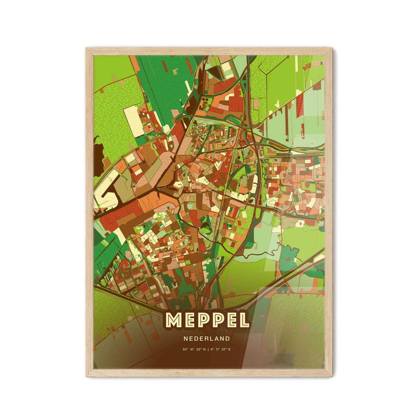 Colorful MEPPEL NETHERLANDS Fine Art Map Farmhouse