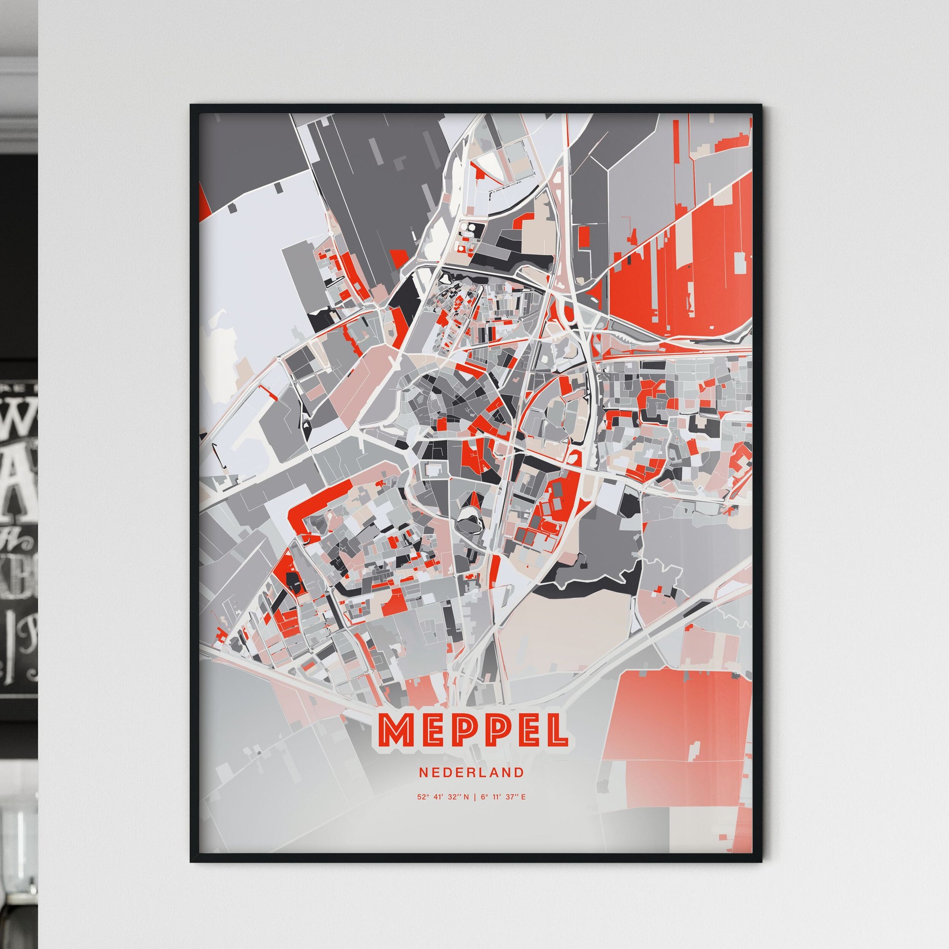 Colorful MEPPEL NETHERLANDS Fine Art Map Modern