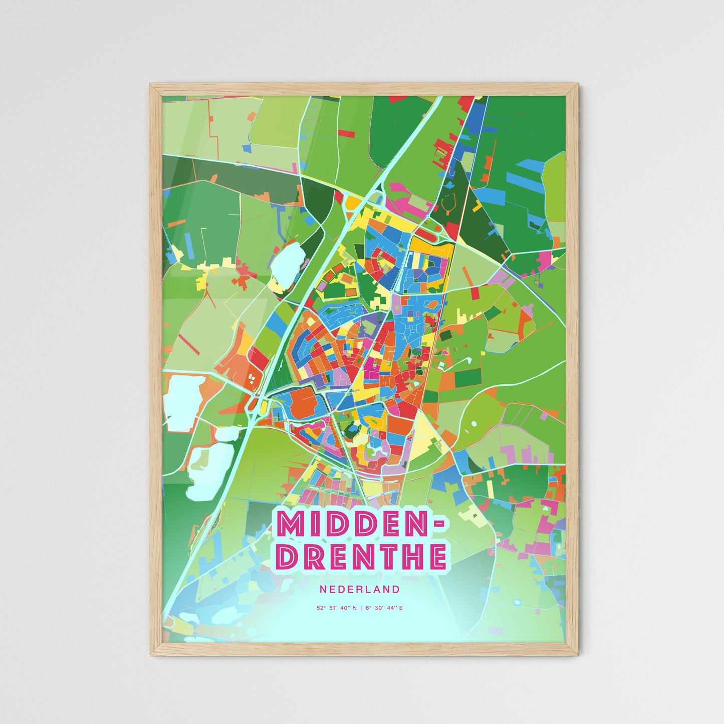 Colorful MIDDEN-DRENTHE NETHERLANDS Fine Art Map Crazy Colors