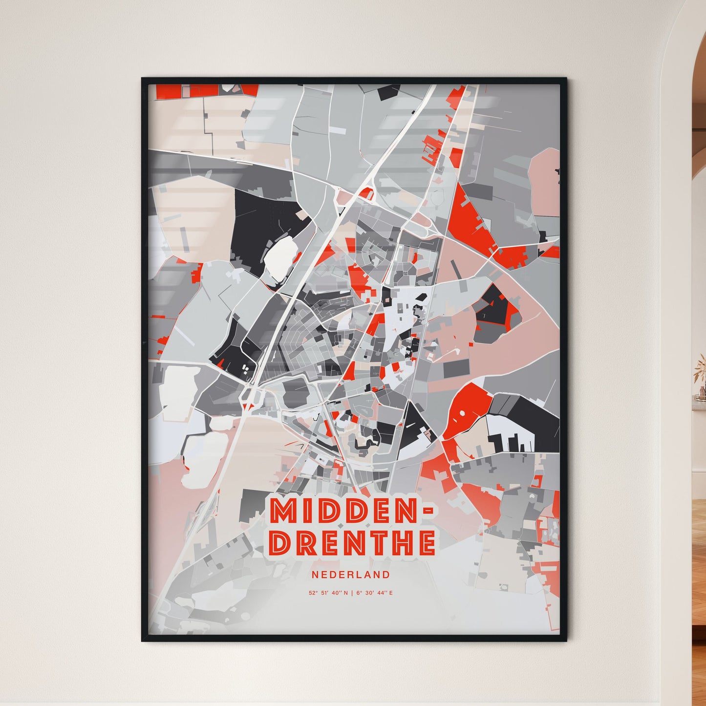 Colorful MIDDEN-DRENTHE NETHERLANDS Fine Art Map Modern