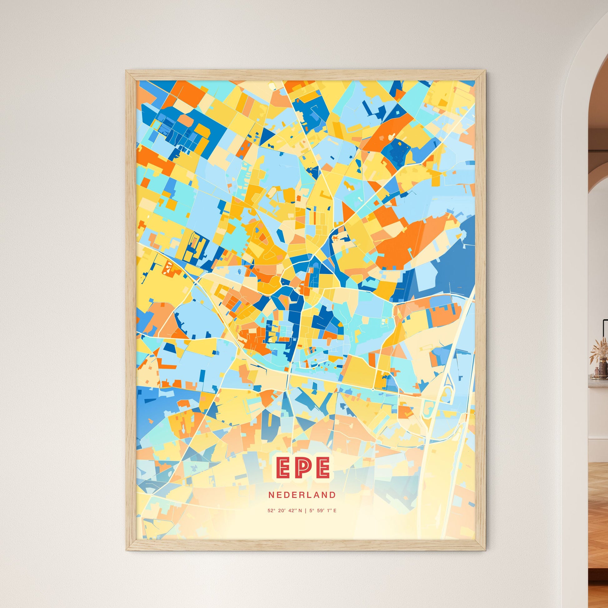 Colorful EPE NETHERLANDS Fine Art Map Blue Orange