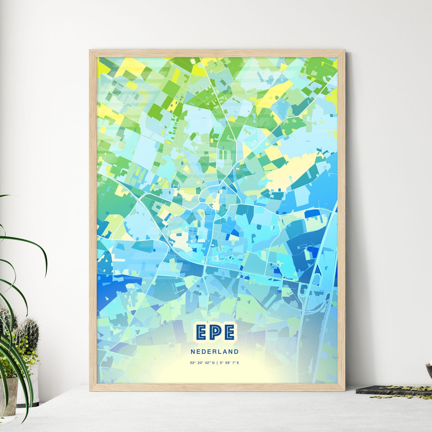 Colorful EPE NETHERLANDS Fine Art Map Cool Blue