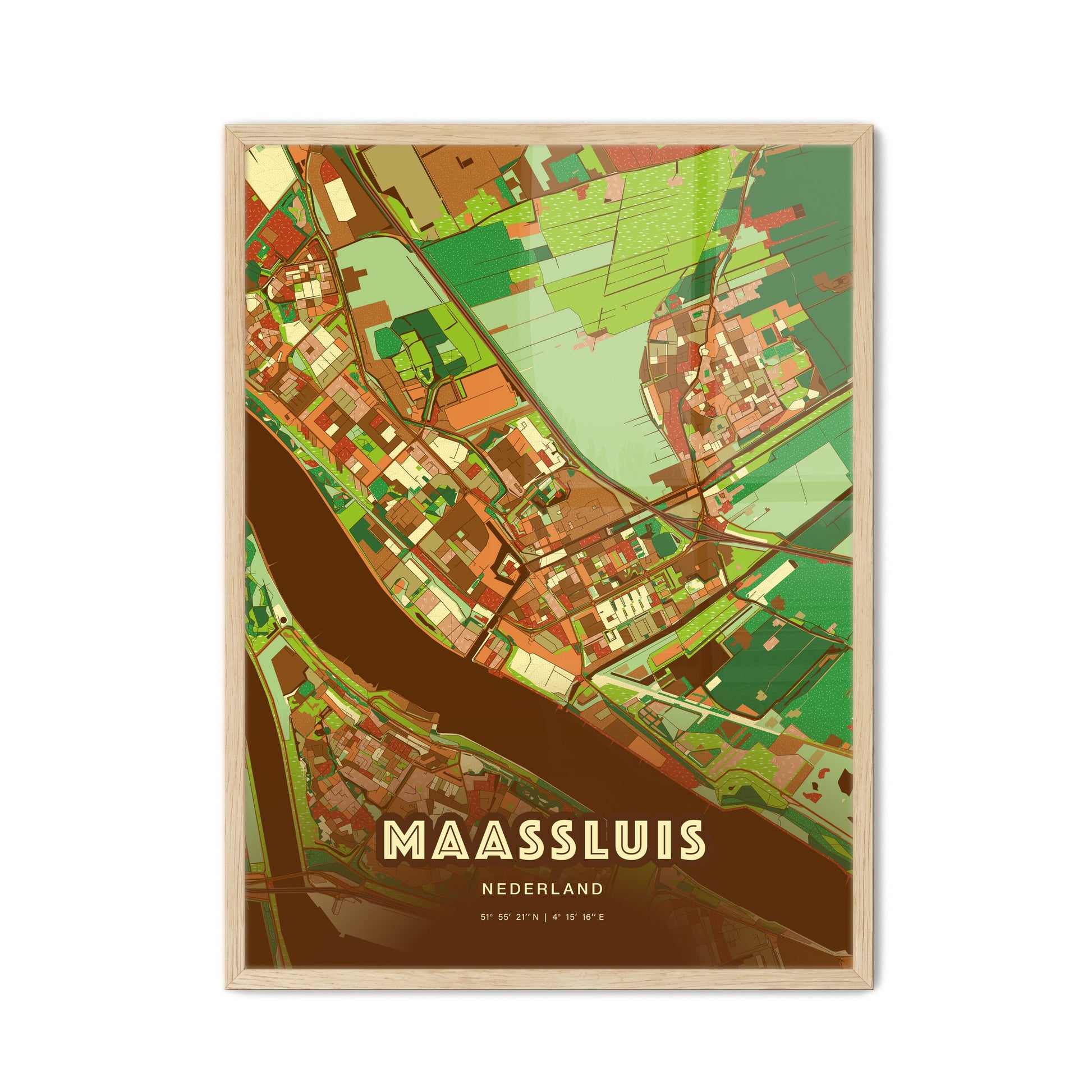 Colorful MAASSLUIS NETHERLANDS Fine Art Map Farmhouse