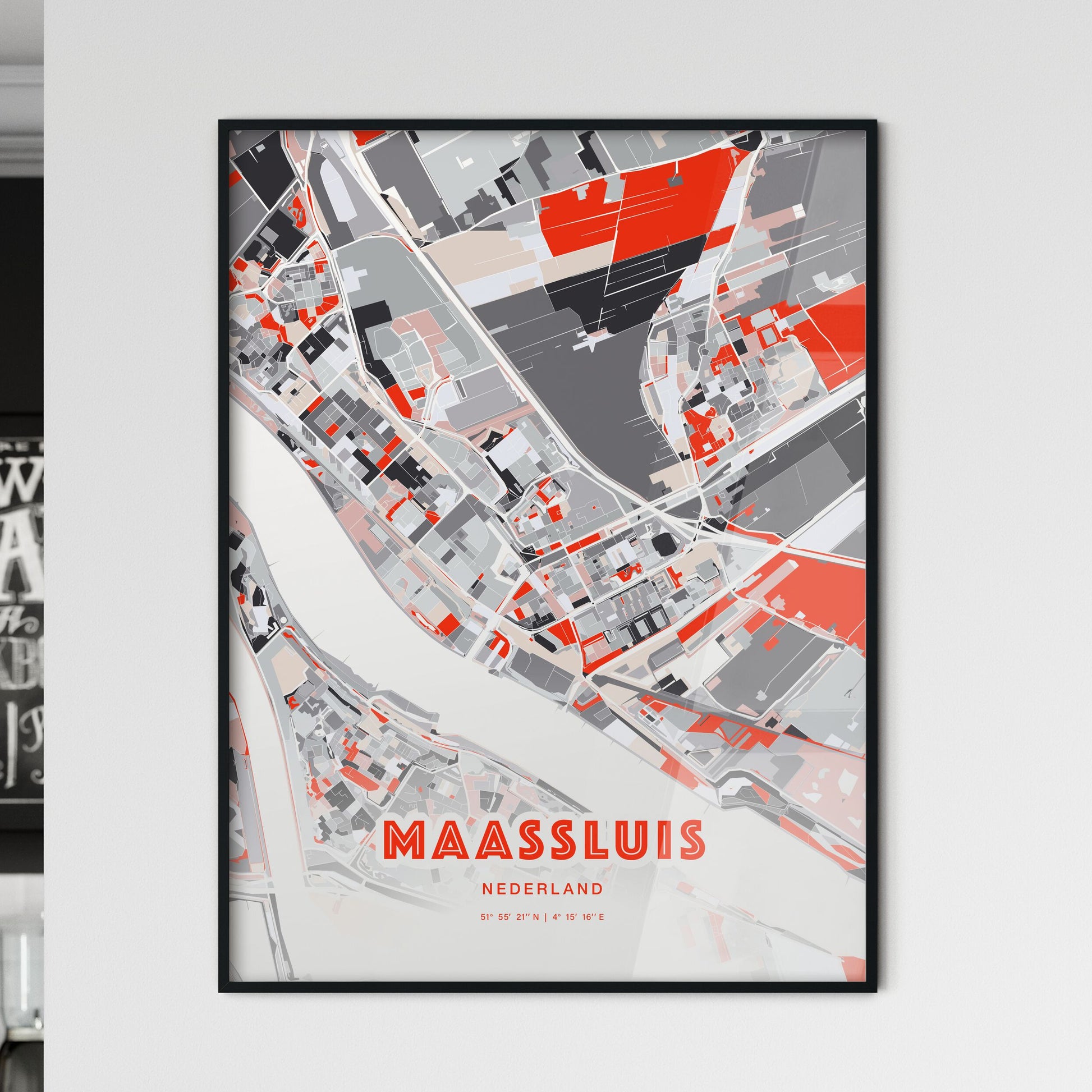 Colorful MAASSLUIS NETHERLANDS Fine Art Map Modern