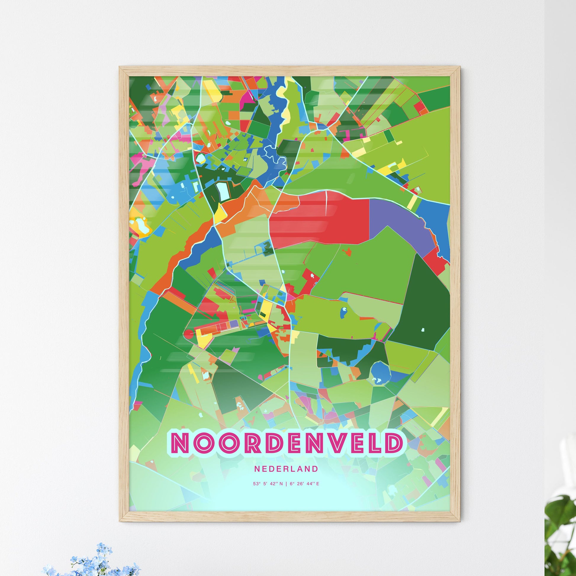 Colorful NOORDENVELD NETHERLANDS Fine Art Map Crazy Colors