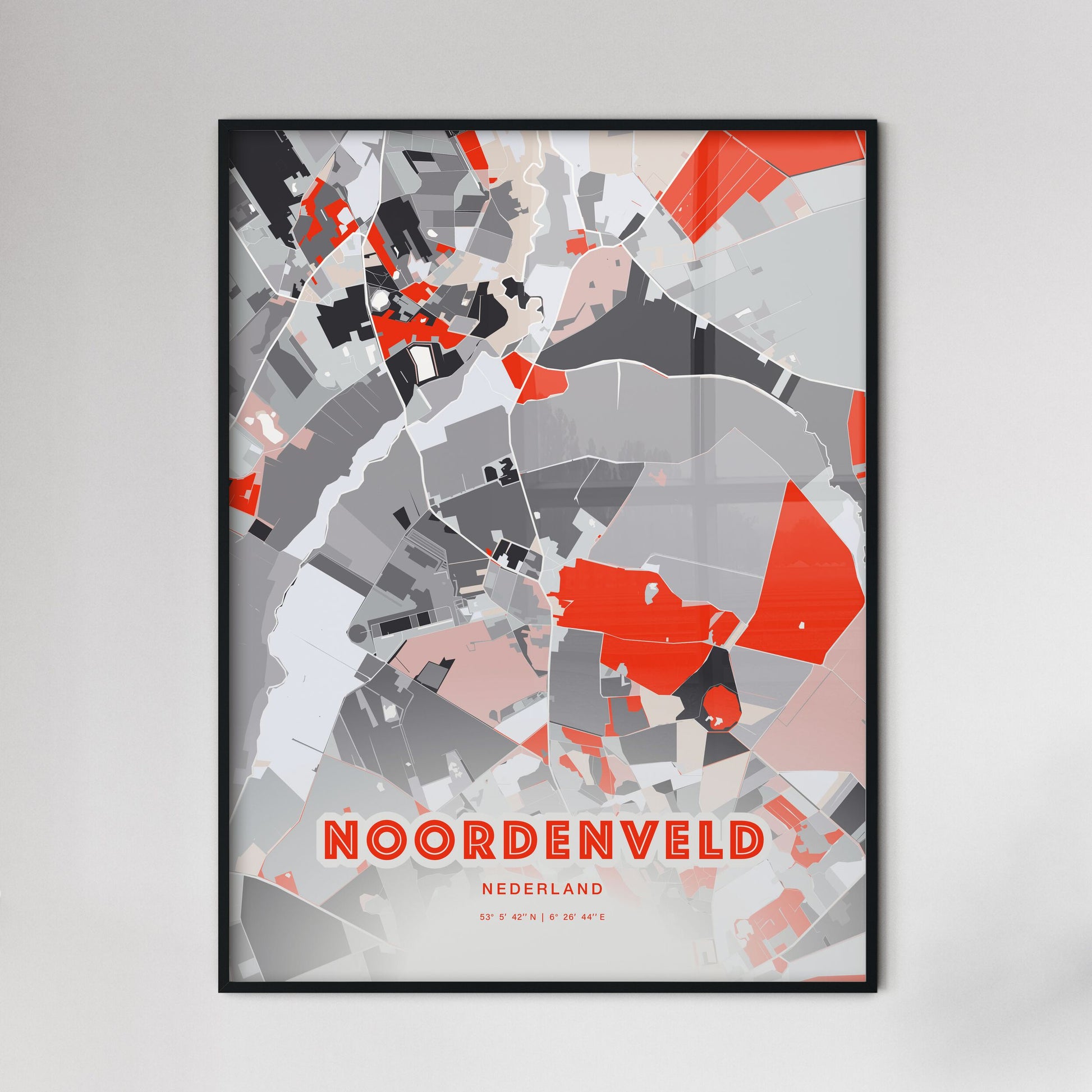 Colorful NOORDENVELD NETHERLANDS Fine Art Map Modern