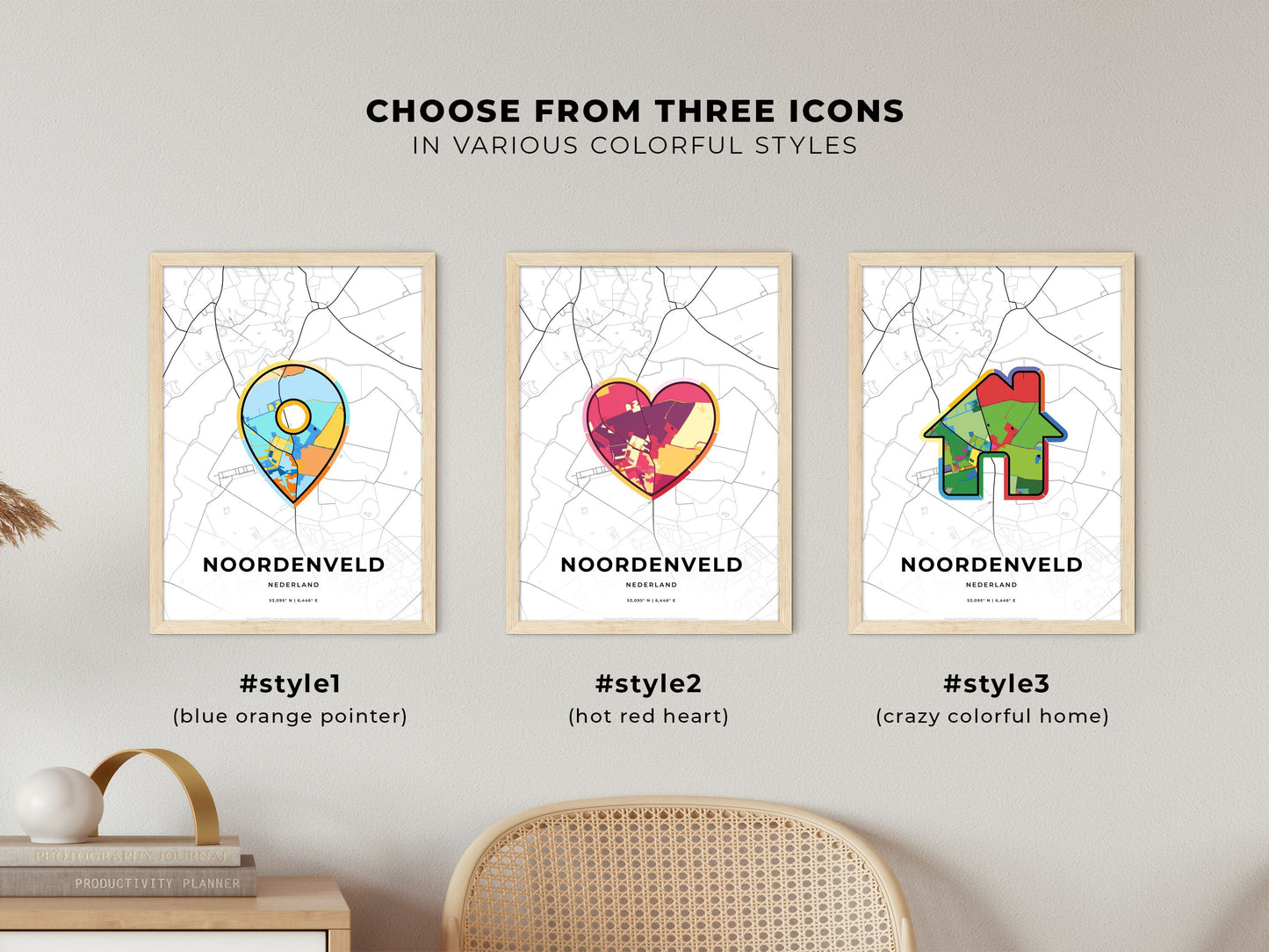 Noordenveld Netherlands maps with colorful icons